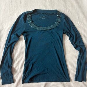 Express Teal Sequin Neckline Blouse